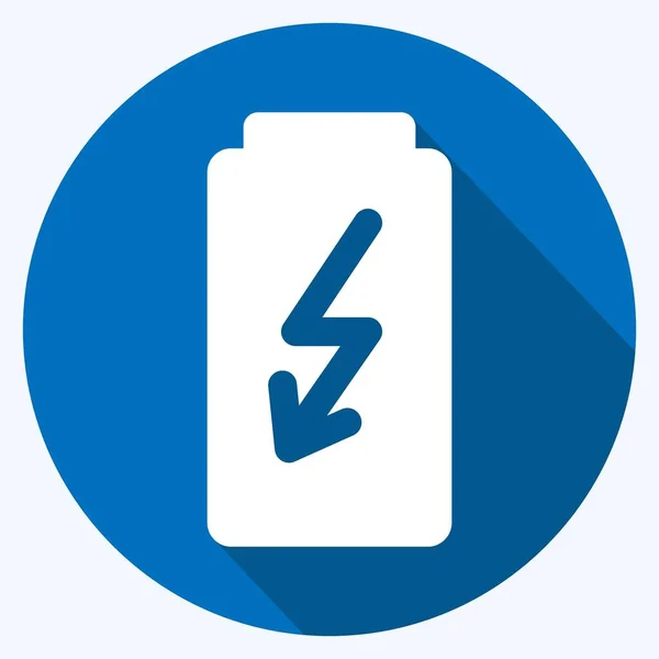 Icon Power Saving Suitable Mobile Apps Symbol Long Shadow Style — Vector de stock