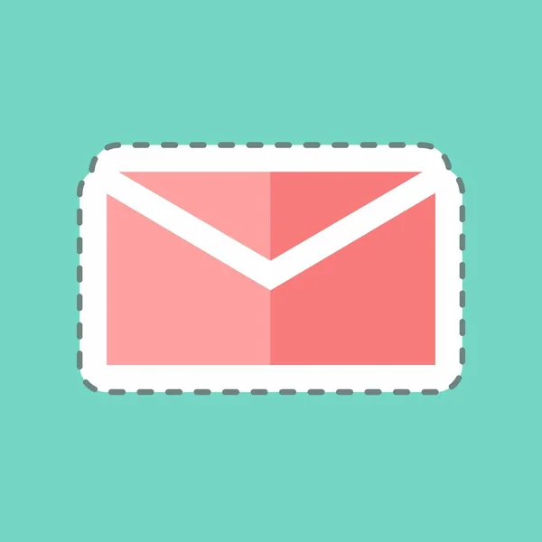 Sticker Line Cut Mail Suitable Mobile Apps Symbol Simple Design — Vector de stock