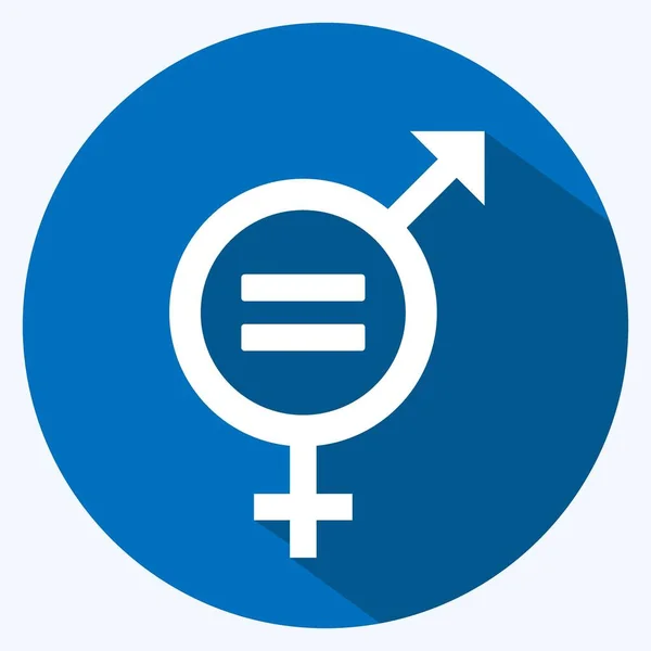 Icon Gender Equality Suitable Community Symbol Long Shadow Style Simple — Vettoriale Stock