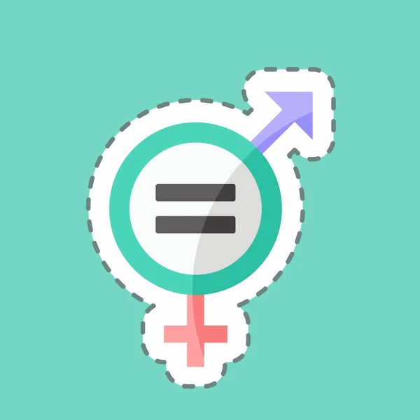 Aufkleber Linie Geschnitten Geschlechtergleichheit Geeignet Für Gemeinschaftssymbol Einfaches Design Editierbar — Stockvektor