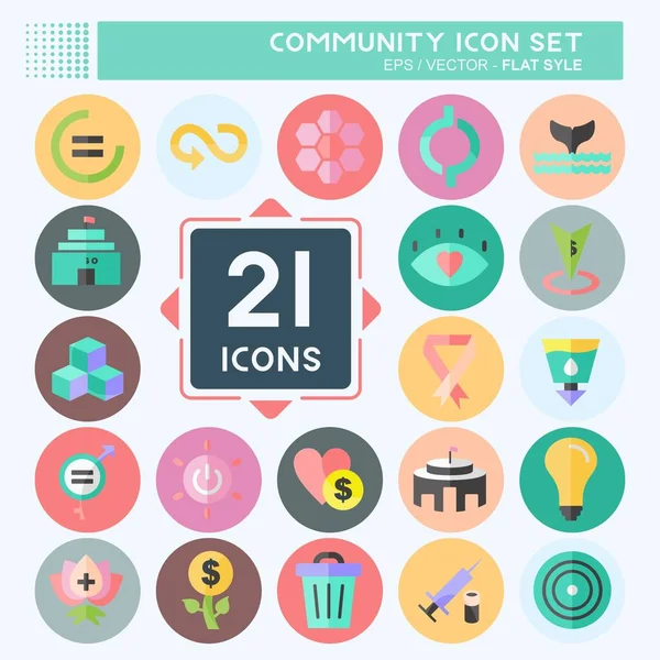 Topluluk Simgesi Ayarlandı. Eğitim sembolü için uygun. Düz stil. Basit dizayn edilebilir. tasarım şablonu