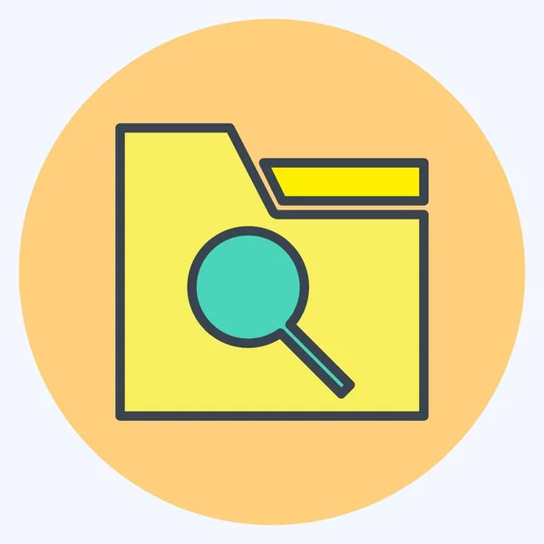 Icon Search Folder Suitable User Interface Symbol Color Mate Style — 스톡 벡터