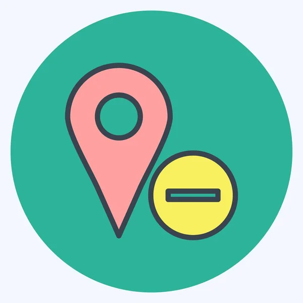 Icon Delete Location Suitable User Interface Symbol Color Mate Style — Vettoriale Stock