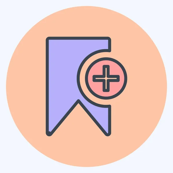 Icon Add Bookmark Suitable User Interface Symbol Color Mate Style — Wektor stockowy