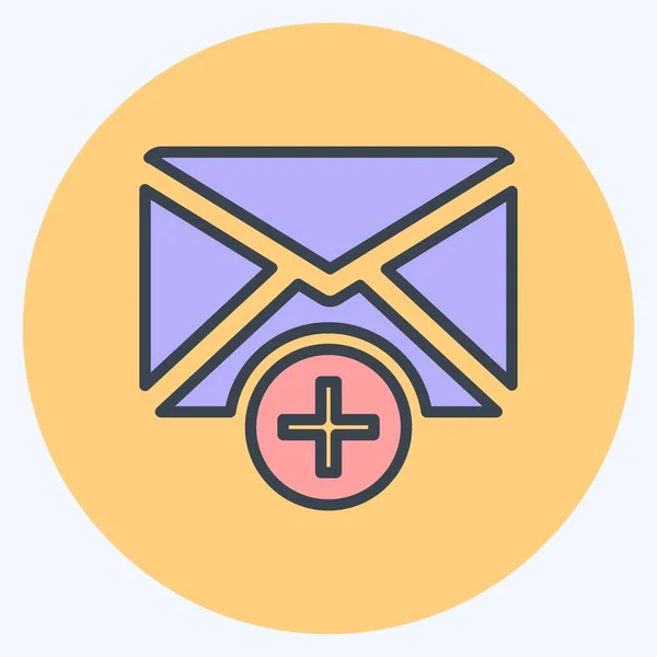 Icon Add Envelop Suitable User Interface Symbol Color Mate Style — Vector de stock