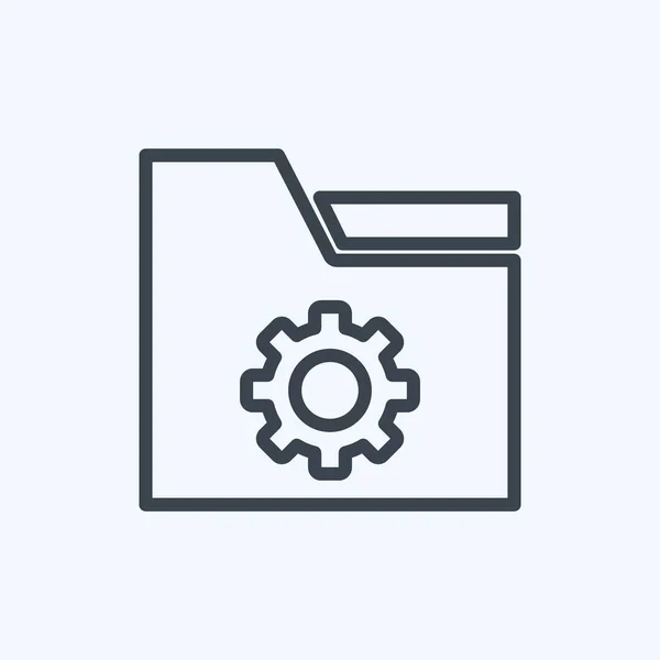 Icon Folder Settings Suitable User Interface Symbol Line Style Simple — Vetor de Stock