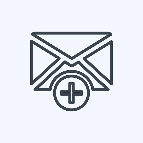 Icon Add Envelop Suitable User Interface Symbol Line Style Simple — Stockvektor