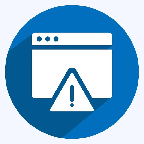 Icon Warning Browser Suitable User Interface Symbol Long Shadow Style — Vector de stock