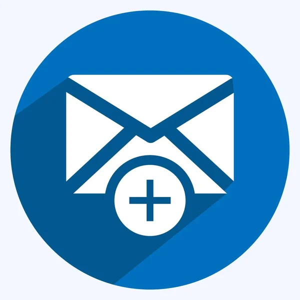 Ikona Dodaj Envelop Nadaje Się Symbolu Interfejsu Użytkownika Długi Styl — Wektor stockowy