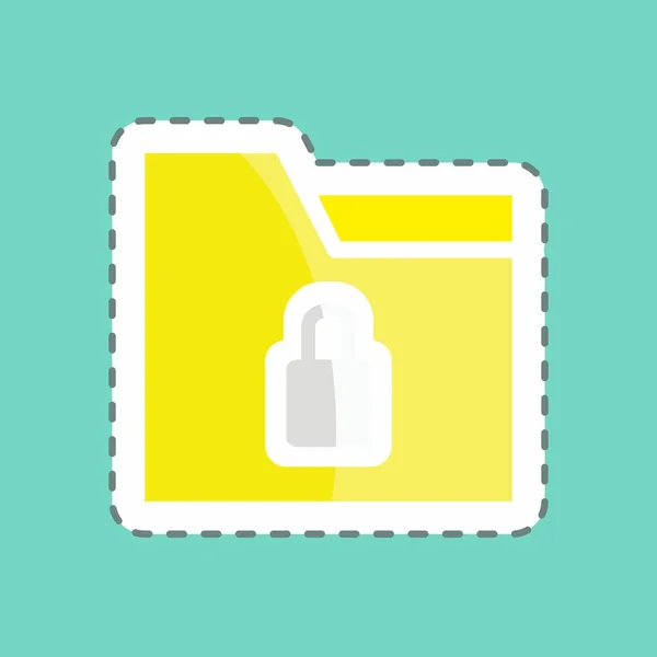 Sticker Line Cut Locked Folder Suitable User Interface Symbol Simple — Vector de stock