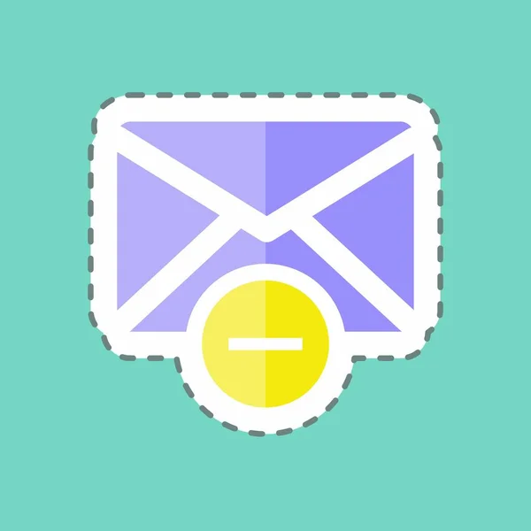 Sticker Line Cut Delete Envelop Suitable User Interface Symbol Simple — Vector de stock