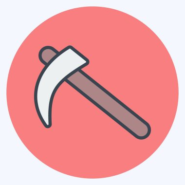 Icon Scythe. Bahçe sembolü için uygun. renk arkadaşı stili. Basit dizayn edilebilir. tasarım şablonu. Basit gösterim