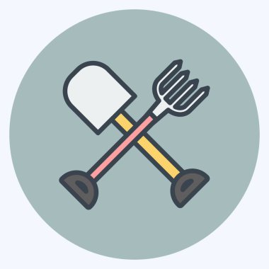 Simge Tarım Aletleri. Bahçe sembolü için uygun. renk arkadaşı stili. Basit dizayn edilebilir. tasarım şablonu. Basit gösterim