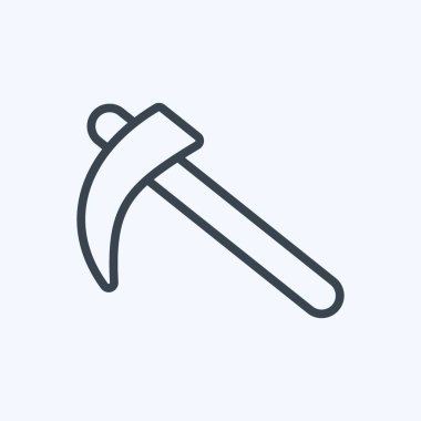 Icon Scythe. Bahçe sembolü için uygun. Sıra tarzı. Basit dizayn edilebilir. tasarım şablonu. Basit gösterim