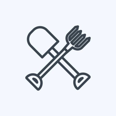 Simge Tarım Aletleri. Bahçe sembolü için uygun. Sıra tarzı. Basit dizayn edilebilir. tasarım şablonu. Basit gösterim