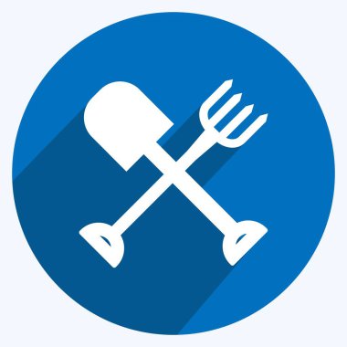 Simge Tarım Aletleri. Bahçe sembolü için uygun. Uzun gölge tarzı. Basit dizayn edilebilir. tasarım şablonu. Basit gösterim