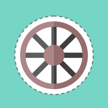 Etiket çizgisi tekerleği kesti. Bahçe sembolü için uygun. Basit dizayn edilebilir. tasarım şablonu. Basit gösterim