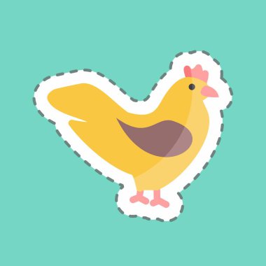 Çıkartma çizgisi Chicken 'ı kesti. Bahçe sembolü için uygun. Basit dizayn edilebilir. tasarım şablonu. Basit gösterim