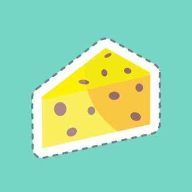 Çıkartma çizgisi Cheese 'i kesti. Bahçe sembolü için uygun. Basit dizayn edilebilir. tasarım şablonu. Basit gösterim
