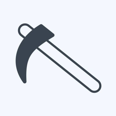 Icon Scythe. Bahçe sembolü için uygun. Kabartma tarzı. Basit dizayn edilebilir. tasarım şablonu. Basit gösterim