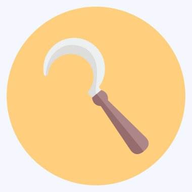 Simge Sickle. Bahçe sembolü için uygun. Düz stil. Basit dizayn edilebilir. tasarım şablonu. Basit gösterim
