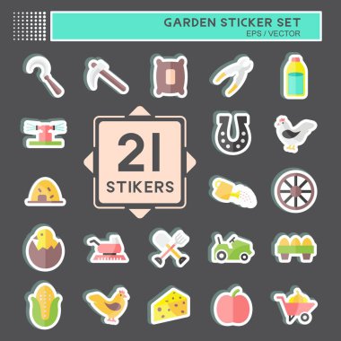 Bahçe Çıkartması Seti. Eğitim sembolü için uygun. Basit dizayn edilebilir. tasarım şablonu. Basit gösterim