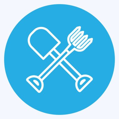 Simge Tarım Aletleri. Bahçe sembolü için uygun. Mavi gözlü. Basit dizayn edilebilir. tasarım şablonu. Basit gösterim