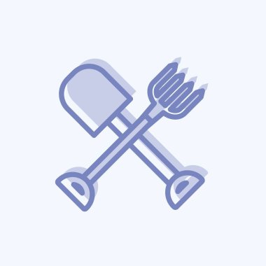 Simge Tarım Aletleri. Bahçe sembolü için uygun. İki ton stili. Basit dizayn edilebilir. tasarım şablonu. Basit gösterim