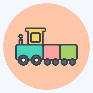 Simge Oyuncak Treni. Bebek sembolü için uygun. renk arkadaşı stili. Basit dizayn edilebilir. tasarım şablonu. Basit gösterim