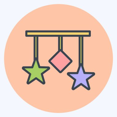 Simge Asma Oyuncağı. Bebek sembolü için uygun. renk arkadaşı stili. Basit dizayn edilebilir. tasarım şablonu. Basit gösterim