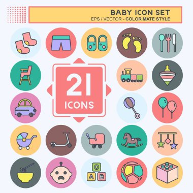 Bebek İkon Set. Eğitim sembolü için uygun. renk arkadaşı stili. Basit dizayn edilebilir. tasarım şablonu. Basit gösterim