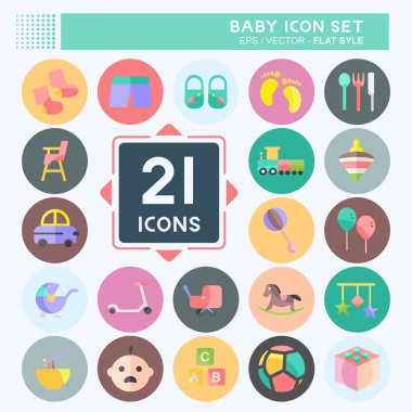 Bebek İkon Set. Eğitim sembolü için uygun. Düz stil. Basit dizayn edilebilir. tasarım şablonu. Basit gösterim