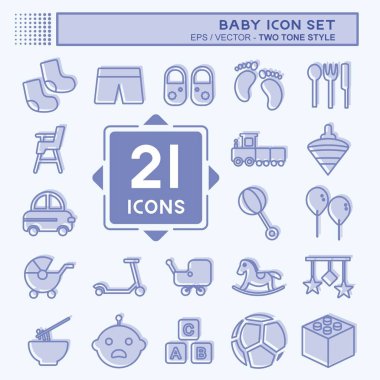 Bebek İkon Set. Eğitim sembolü için uygun. İki ton stili. Basit dizayn edilebilir. tasarım şablonu. Basit gösterim