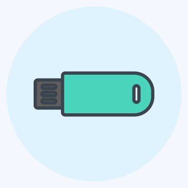 Simge USB kablosu. Eğitim sembolü için uygun. renk arkadaşı stili. Basit dizayn edilebilir. tasarım şablonu. Basit gösterim