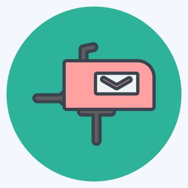 Simge Posta Kutusu. Eğitim sembolü için uygun. renk arkadaşı stili. Basit dizayn edilebilir. tasarım şablonu. Basit gösterim