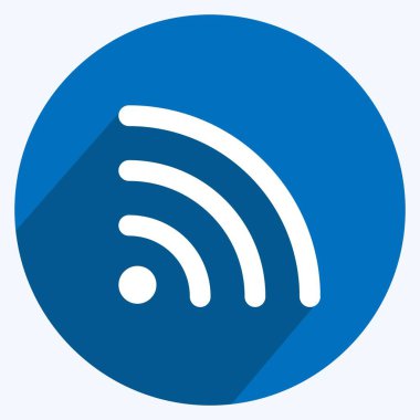 Simge Rss Beslemesi. Eğitim sembolü için uygun. Uzun gölge tarzı. Basit dizayn edilebilir. tasarım şablonu. Basit gösterim