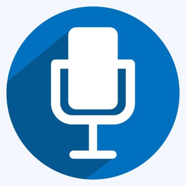 Simge Mikrofon. Eğitim sembolü için uygun. Uzun gölge tarzı. Basit dizayn edilebilir. tasarım şablonu. Basit gösterim