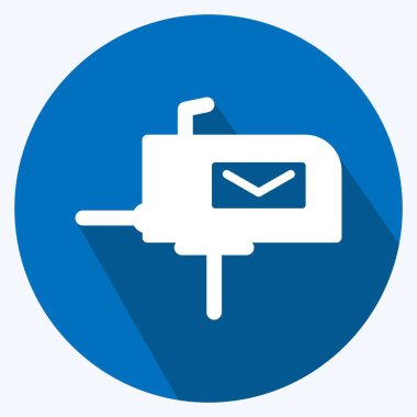 Simge Posta Kutusu. Eğitim sembolü için uygun. Uzun gölge tarzı. Basit dizayn edilebilir. tasarım şablonu. Basit gösterim