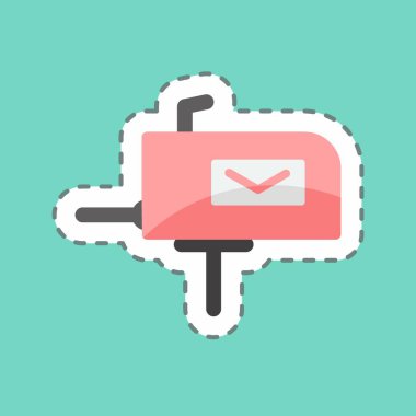 Çıkartma çizgisi posta kutusunu kesti. Eğitim sembolü için uygun. Basit dizayn edilebilir. tasarım şablonu. Basit gösterim