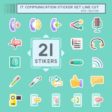 IT İletişim Etiketi hattı kesildi. Eğitim sembolü için uygun. Basit dizayn edilebilir. tasarım şablonu. Basit gösterim