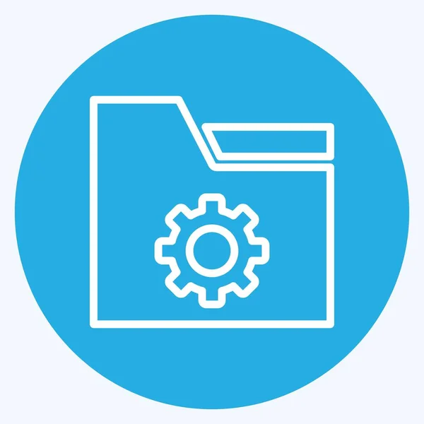 Icon Folder Settings Suitable User Interface Symbol Blue Eyes Style — Vector de stock