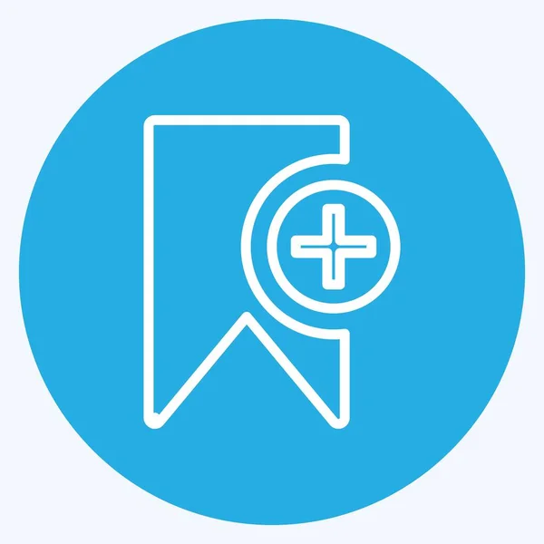 Ikona Přidat Záložku Vhodný Pro Symbol Uživatelského Rozhraní Stylu Modrých — Stockový vektor