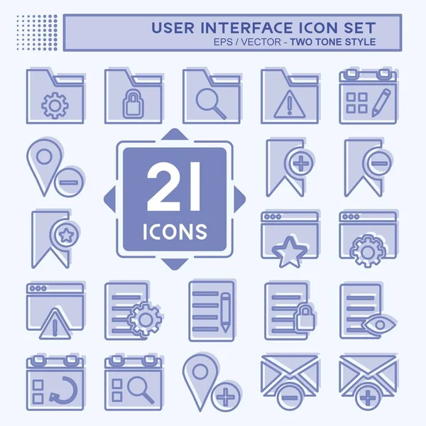 Kullanıcı Arayüzü Simgesi Ayarlandı. Web Arayüzü sembolü için uygun. İki ton stili. Basit dizayn edilebilir. tasarım şablonu. Basit gösterim