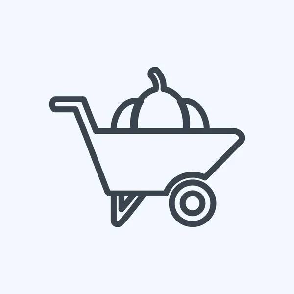 Icon Wheelbarrow Suitable Garden Symbol Line Style Simple Design Editable —  Vetores de Stock