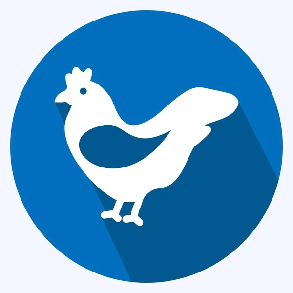 Icon Hen Suitable Garden Symbol Long Shadow Style Simple Design — Stockvektor