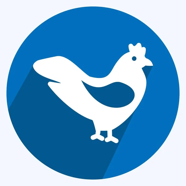 Icon Chicken Vhodný Pro Symbol Zahrady Dlouhý Styl Stínu Jednoduchý — Stockový vektor