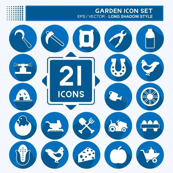 Bahçe Simgesi Seti. Eğitim sembolü için uygun. Uzun gölge tarzı. Basit dizayn edilebilir. tasarım şablonu. Basit gösterim