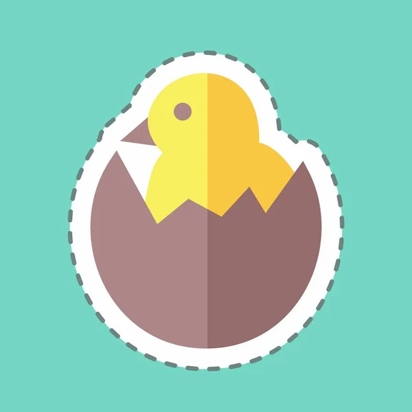 Sticker Line Cut Hatched Egg Suitable Garden Symbol Simple Design — стоковый вектор