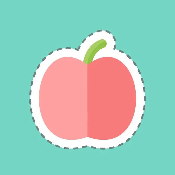 Лінія Sticker Обрізала Apple Підходить Символу Саду Простий Дизайн Редагований — стоковий вектор