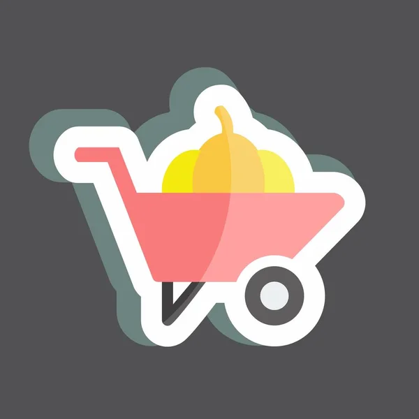 Sticker Wheelbarrow Suitable Garden Symbol Simple Design Editable Design Template — стоковый вектор